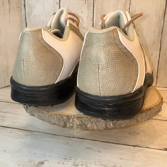 Footjoy Greenjoys Womens Golf Shoes White Beige 48401 Lace Up Spikes Size 8 M - Picture 3 of 11